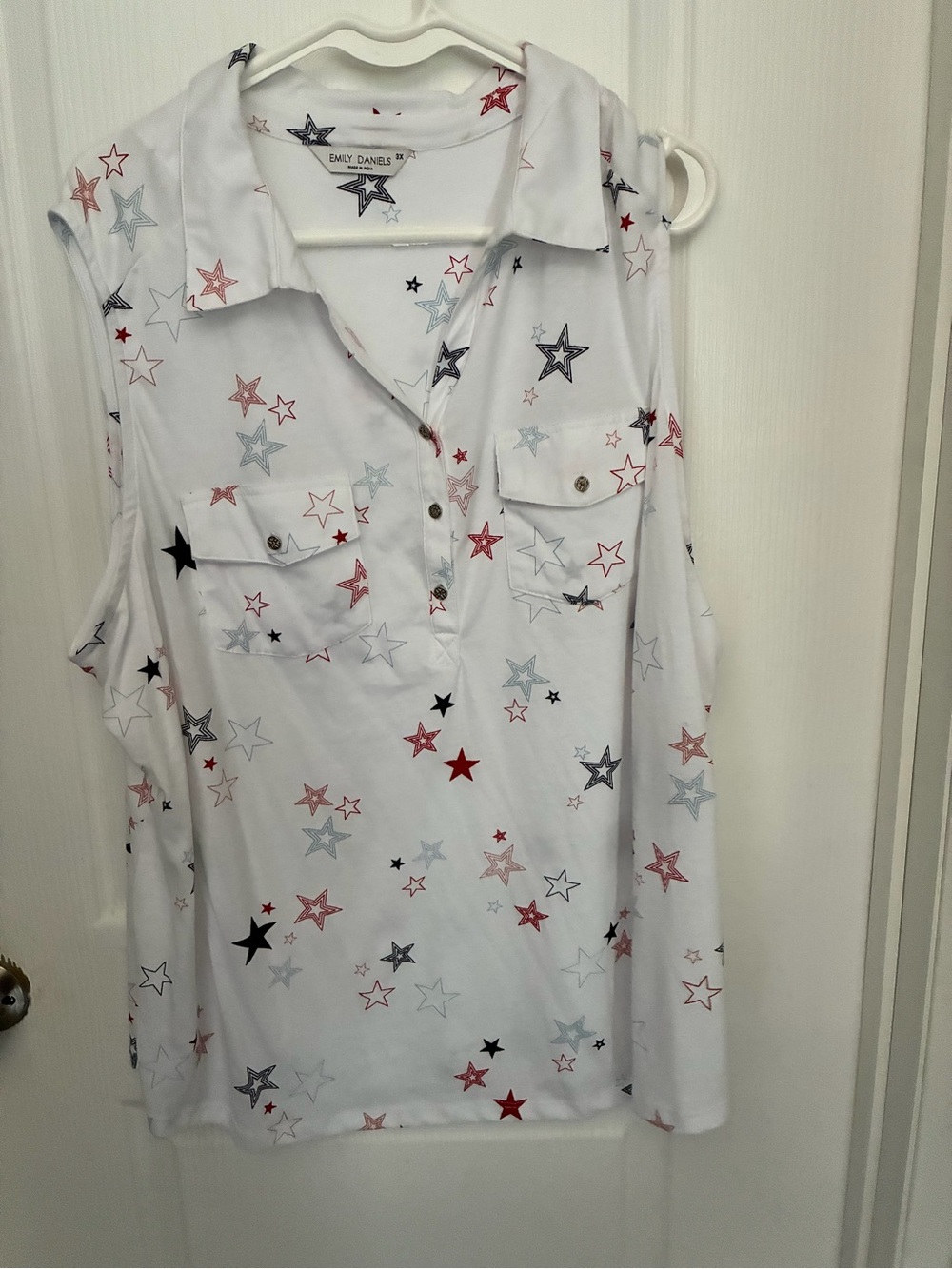 Emily Daniels White Sleeveless Star-Print Tunic